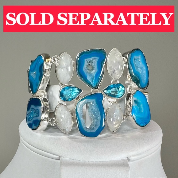 Blue Solar Quartz Moonstone 925 Gemstone Necklace ONLY - Picture 3 of 9